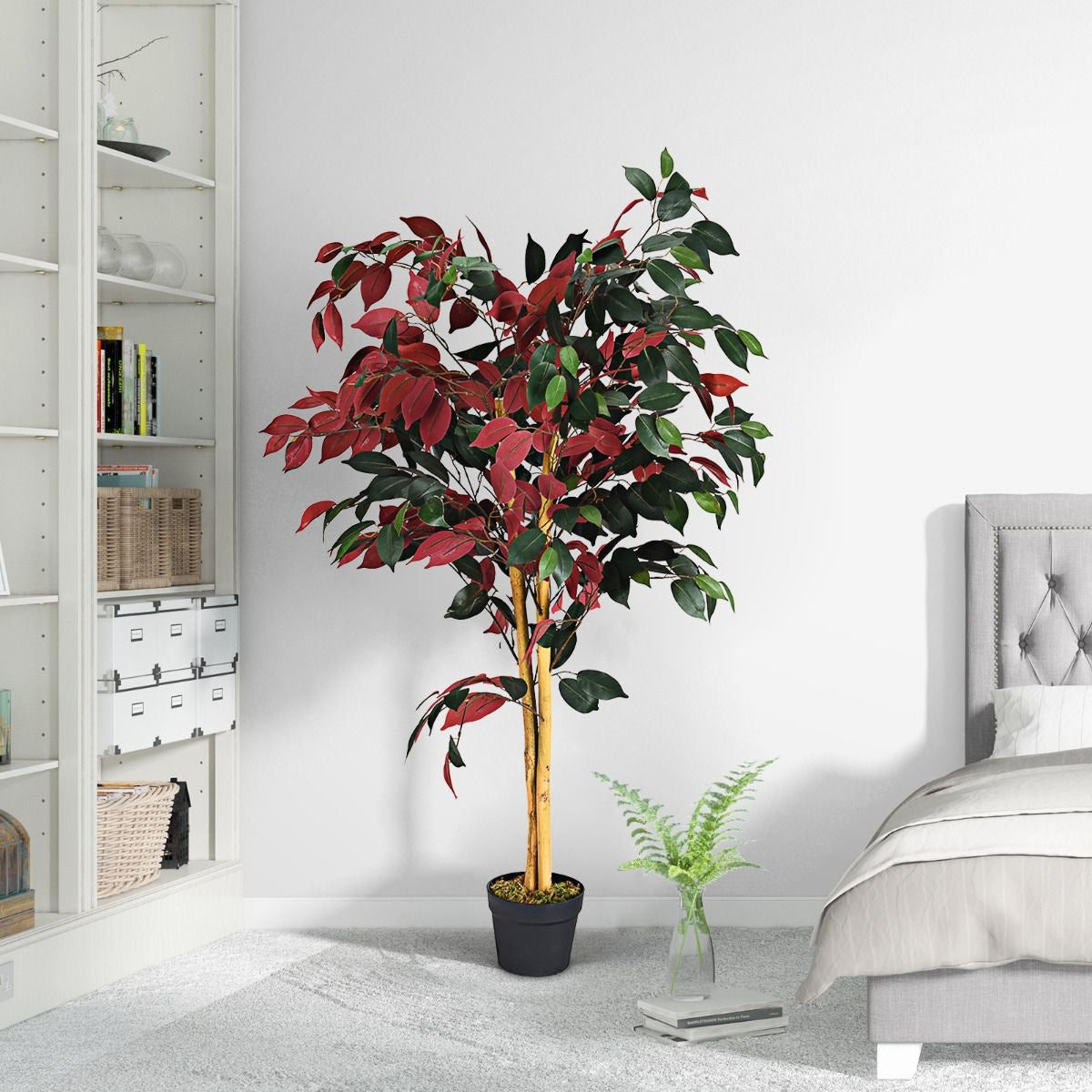 Côte 120 cm grand ficus vert dans le pot avec arbre artificiel plantes vertes réalistes