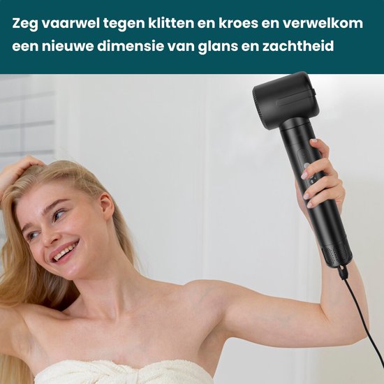 Saaf Brosse à cheveux 7 en 1 - Ensemble de 8 pièces - Sèche-cheveux - Brosse à coiffer et à boucler - Hairwrap - Airstyler - Multistyler - Noir