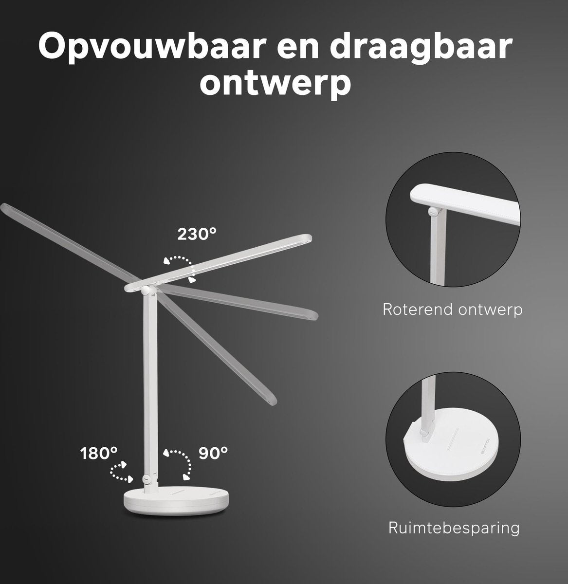 Bintoi® DL100 - Lampe de bureau LED - Lampe de lecture - Lampe de chevet - Touch Control - Dimmable - Lumière blanche et chaude