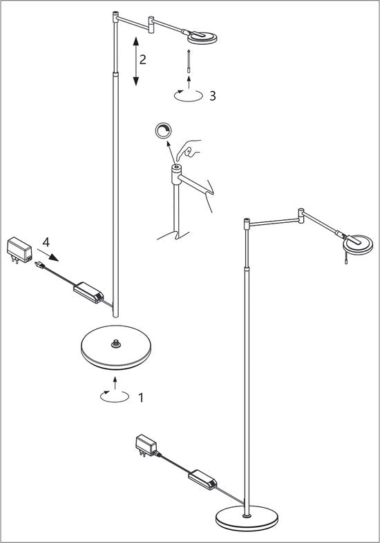 Steinhauer lampadaire Turound - noir - métal - 3082ZW