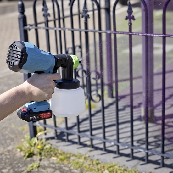 QLT Pulvérisateur de peinture à batterie pour peintures, laques et teintures à base d'eau et de solvants - Aérographe avec buse réglable - Pistolet à peinture - 800ML