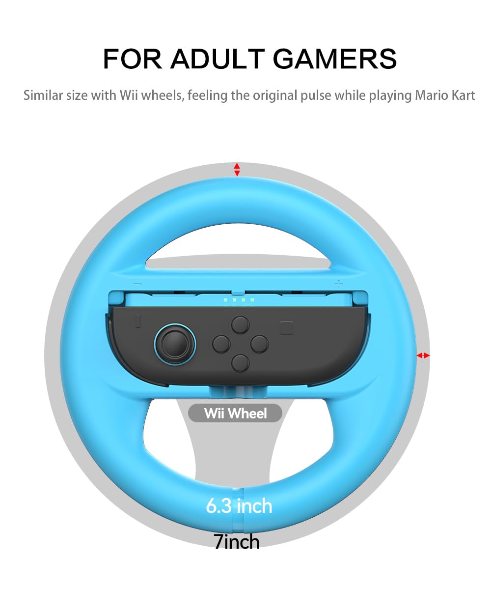 GH Nintendo Switch 2 Volant pour Mario Kart World - Manette Joy-Con (bleu et rouge)