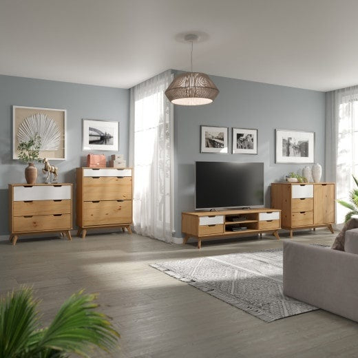Buffet en bois massif 96x79x40cm naturel