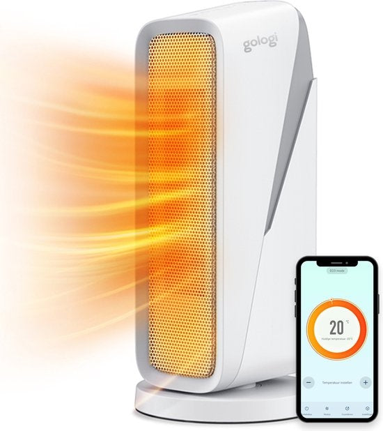 Chauffage soufflant - Gologi - avec thermostat - Radiateur - Fonctionne avec application et commande tactile - 1500W - blanc