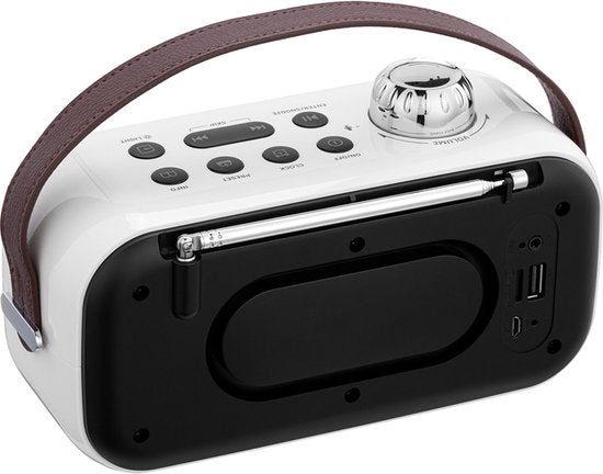 Vlectro Retro Radio DAB+ avec Bluetooth - Design compact - 12 heures d'autonomie - Réveil inclus