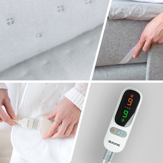 Couverture électrique Auronic XL - 190x160cm - 2 personnes - Couverture chauffante - 2 zones de chaleur - Blanc