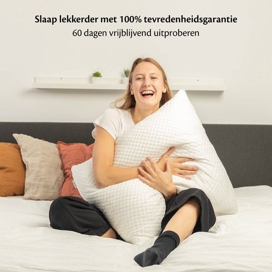 Oreiller orthopédiques en bambou Ella ® pour douleurs aux cervicales - 60 x 70cm - Mousse à mémoire de forme / Rembourrage en mousse à mémoire de forme - Ergonomique et orthopédique - Taie d'oreiller incluse