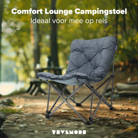 TRVLMORE Chaise de camping - Pliable - Sac de transport inclus - Chaise de camping - Chaise papillon - Capacité de charge 136 kg - Gris