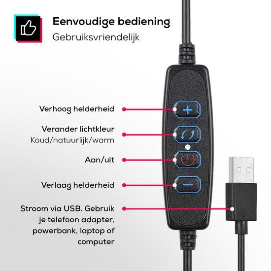 Ensemble de lampes annulaires - LURK® - LED de 8 pouces - Trépied réglable - Télécommande - Convient pour smartphone