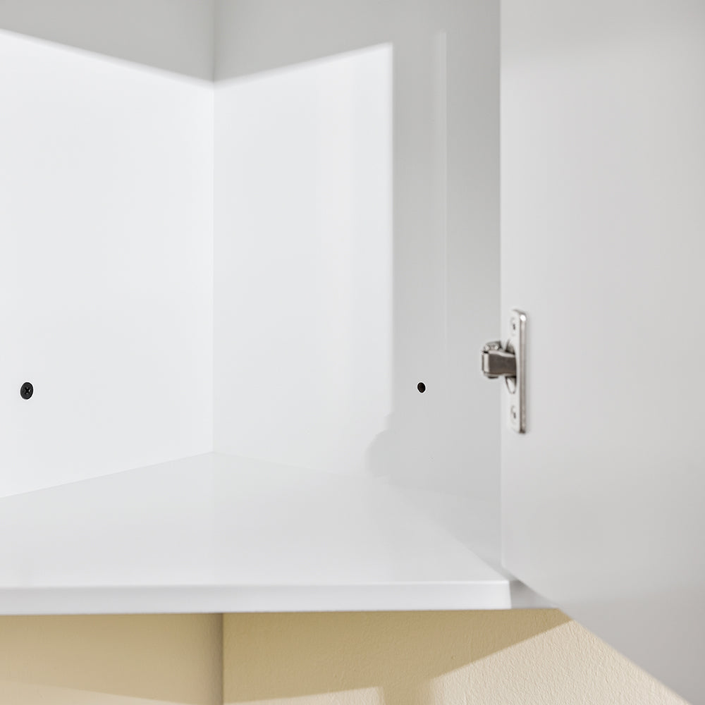 SoBuy BZR194-W Meuble de salle de bain d'angle blanc - Meuble de rangement étroit avec tiroir et porte - 44x31x80 cm