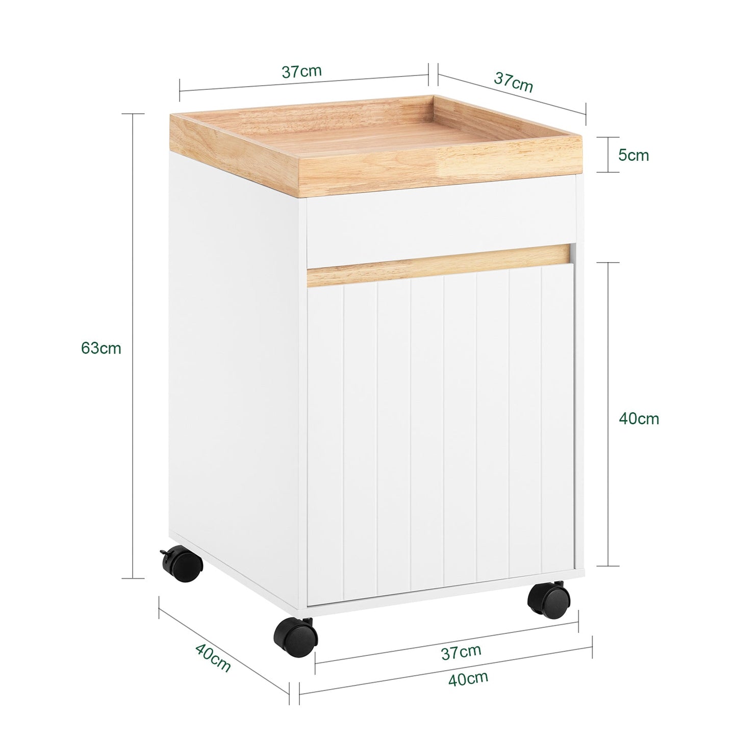 SoBuy ASK03-W Chariot de bureau à roulettes Table d'appoint Table de pression à roulettes, gris, 40 x 63 x 40 cm