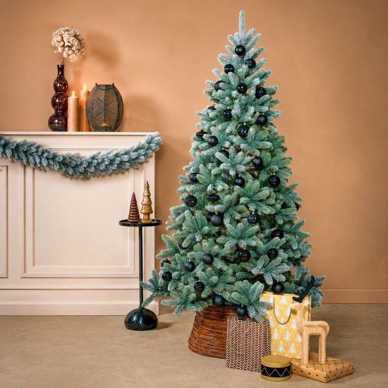 Black Box Trees Nagoya : sapin de Noël vert givré avec structure articulée - Décoration de Noël d'intérieur - Sapin artificiel d'aspect réaliste - Hauteur 180 x diamètre 108 cm