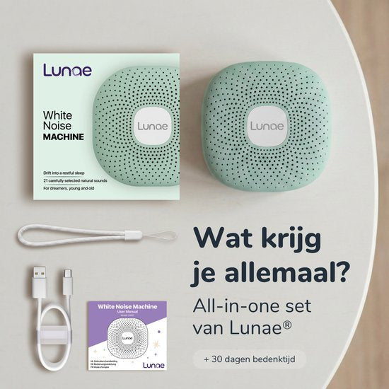 Lunae White Noise Machine 2026 - Appareil à bruit blanc avec veilleuse - Convient aux bébés, aux enfants et aux adultes - Aide au sommeil pour bébés - Entraîneur de sommeil pour enfants - Vert menthe