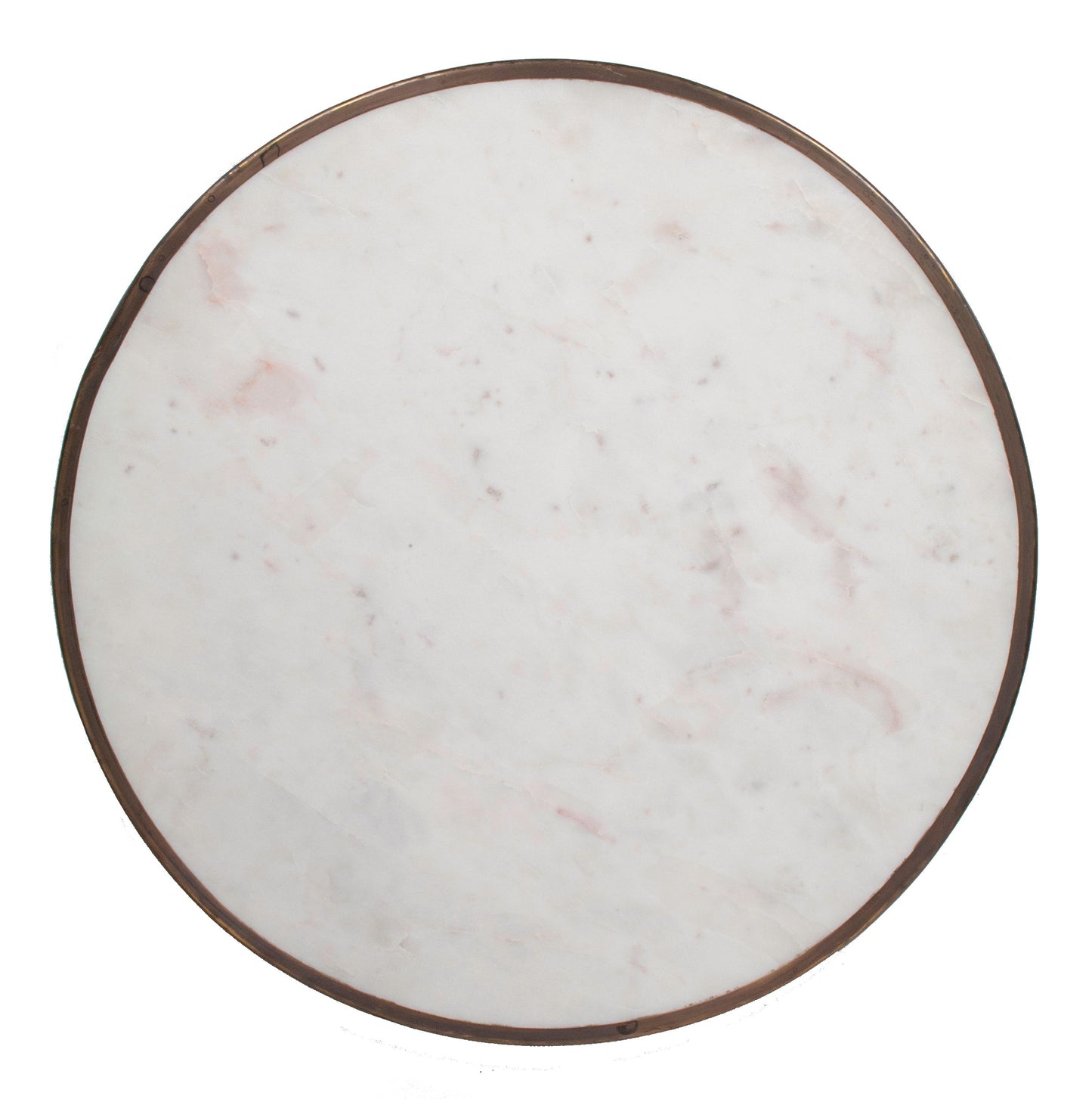 Table de bistrot en marbre de Carrare italien blanc - 51 cm Ø - Base en fonte noire