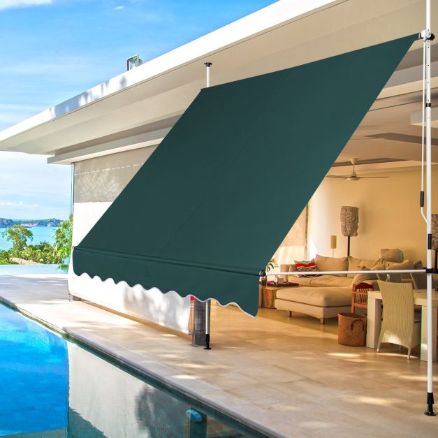 Store Coast 250 cm - Hauteur réglable 200-300 cm, Vert, Fixation par clip sans perçage
