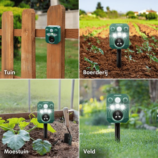 Vulpes Goods® Repellent - Répulsif ultrasonique à énergie solaire pour chats - Effrayant pour chats - Répulsif pour martres - Répulsif pour animaux - Imperméable - Répulsif pour animaux nuisibles
