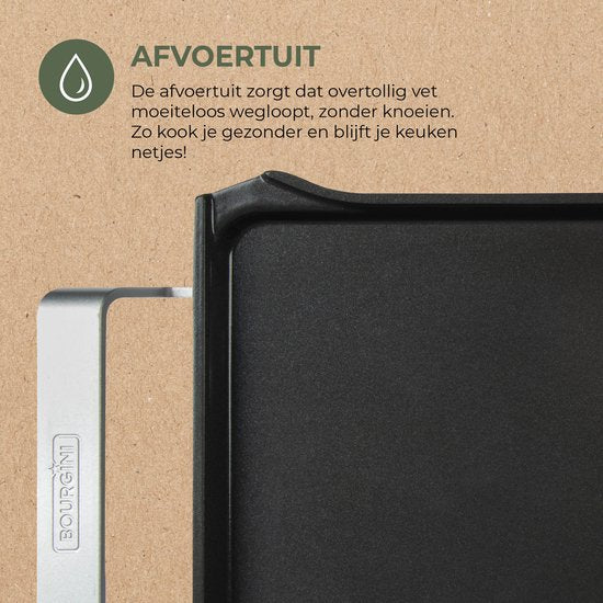 Bourgini Elements - Plaque de cuisson - Plaque de cuisson - Revêtement antiadhésif en céramique sans PFAS - 46 x 26 cm - 4 à 6 personnes - Matériaux recyclés certifiés GRS