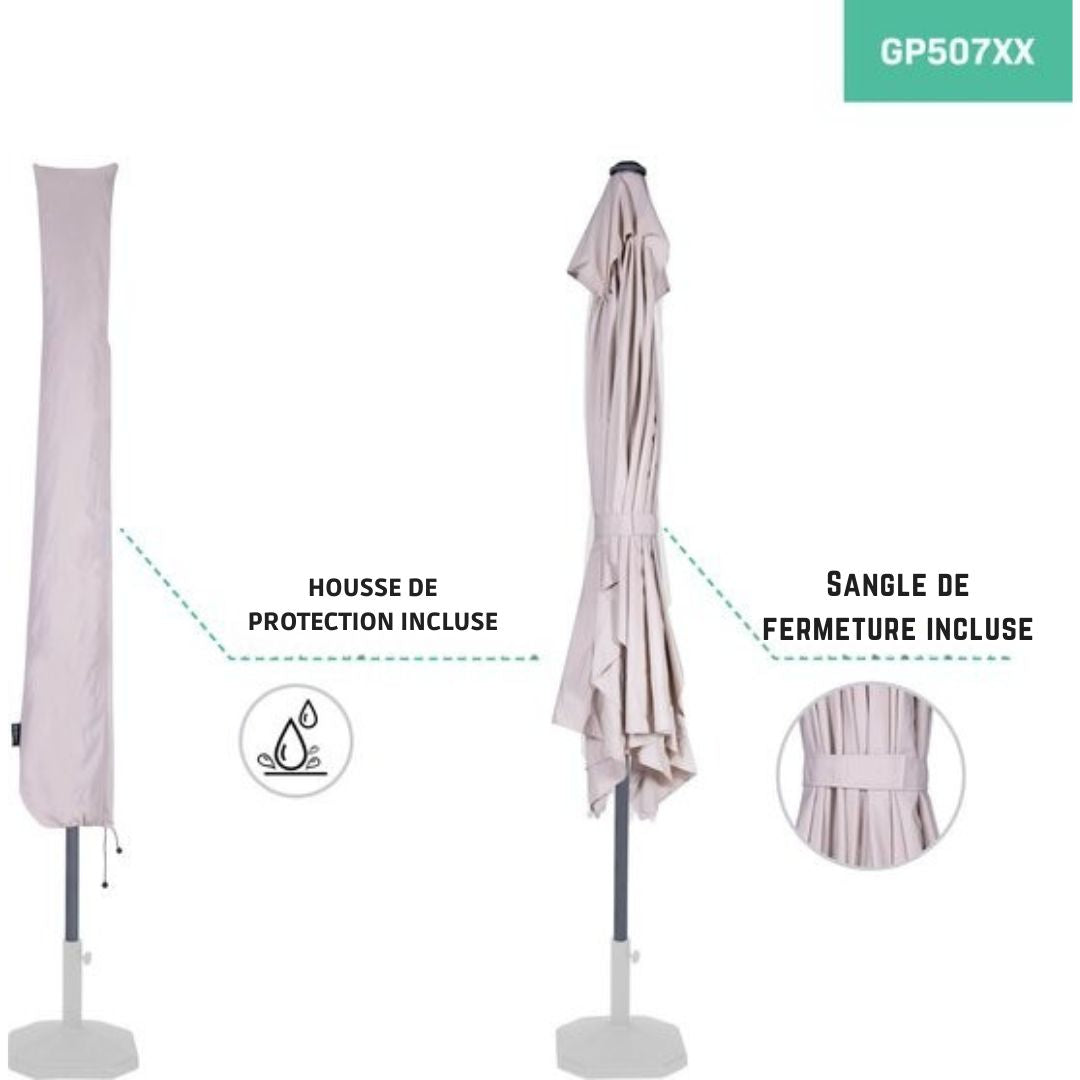 Parasol - VONROC Premium - Rapallo 200x300cm - Parasol durable - Inclinable - Toile résistante aux UV - Housse de protection incluse - beige