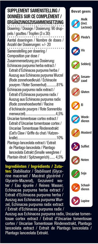 Lucovitaal - Gouttes Echinacea Cat's Claw pour renforcer les défenses immunitaires - 100 ml - Complément alimentaire
