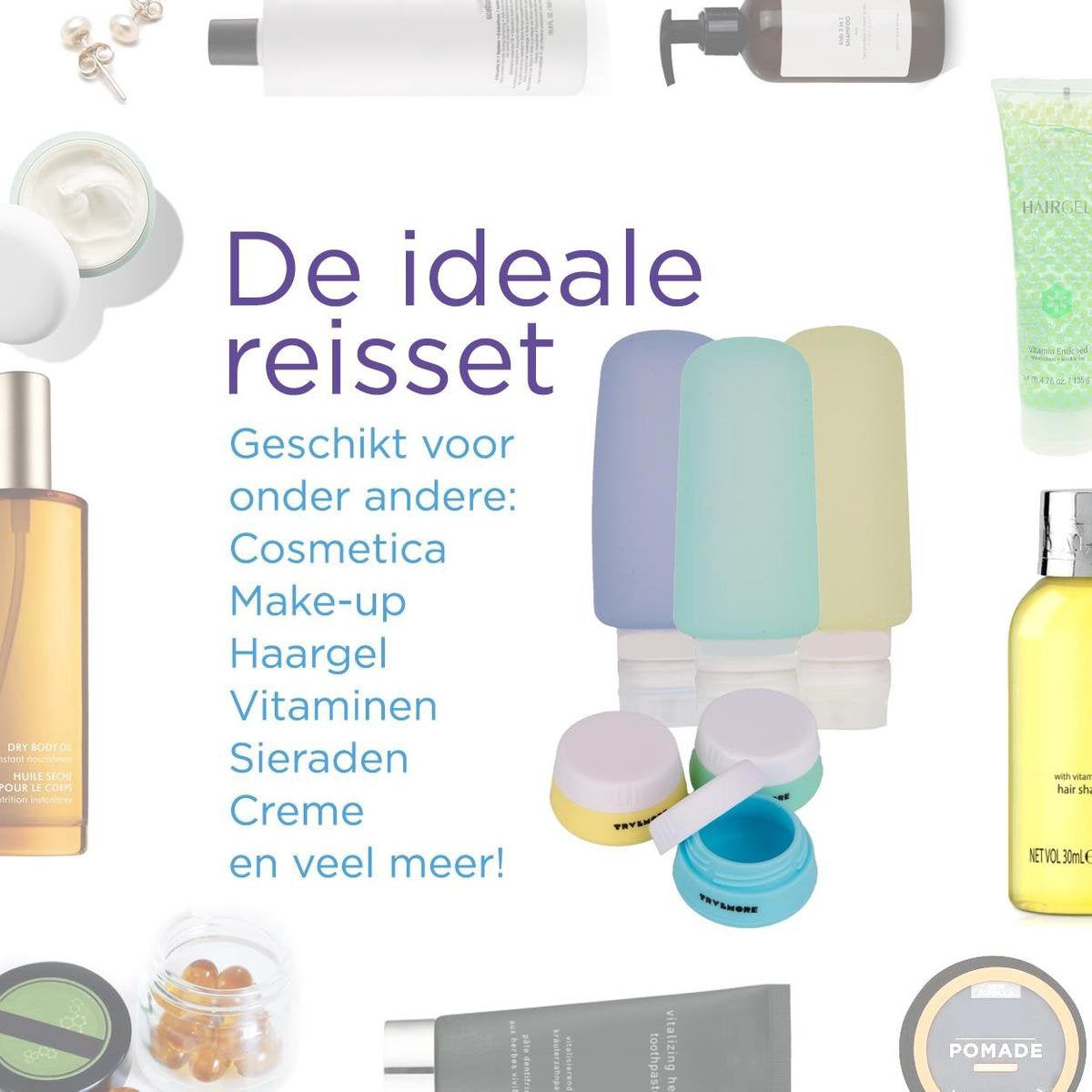 TRVLMORE Bouteilles de voyage avec étui - Rechargeables - Transparentes - 6 pièces