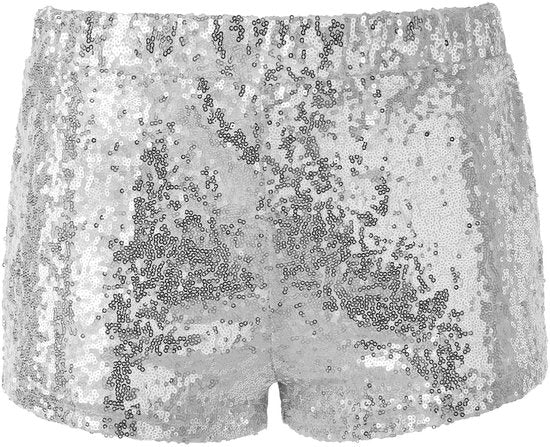 Dressforfun Short à paillettes argenté L - déguisement costume halloween déguisement fête carnaval déguisement fête - 303893