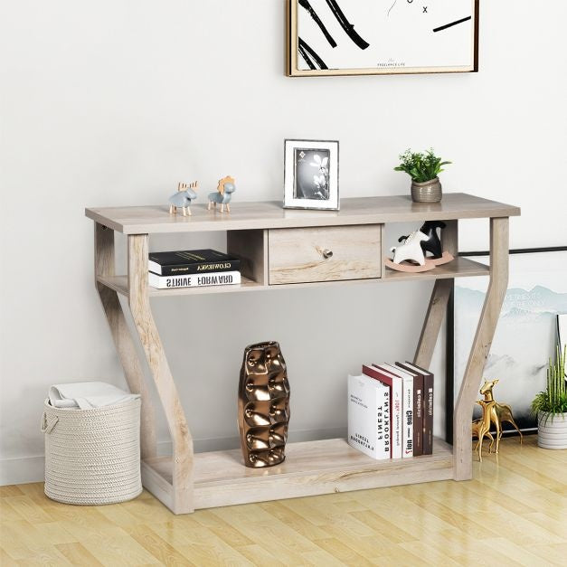Table console Coast avec tiroir et étagère - 3 niveaux - Moderne