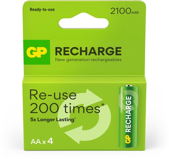 GP Batteries GP Recharge 210AAHCLV 4-P 2100mAh Pile rechargeable AA Nickel-métal hydrure (NiMH)