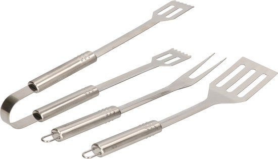 Accessoires barbecue - Alpina - Barbecue Tool Set - 3-Piece Set - Tongs. Spatule, Fourchette - acier inoxydable