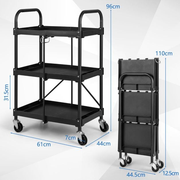 Coast Chariot à outils pliable sur roulettes - 61 cm x 44 cm x 96 cm - Noir