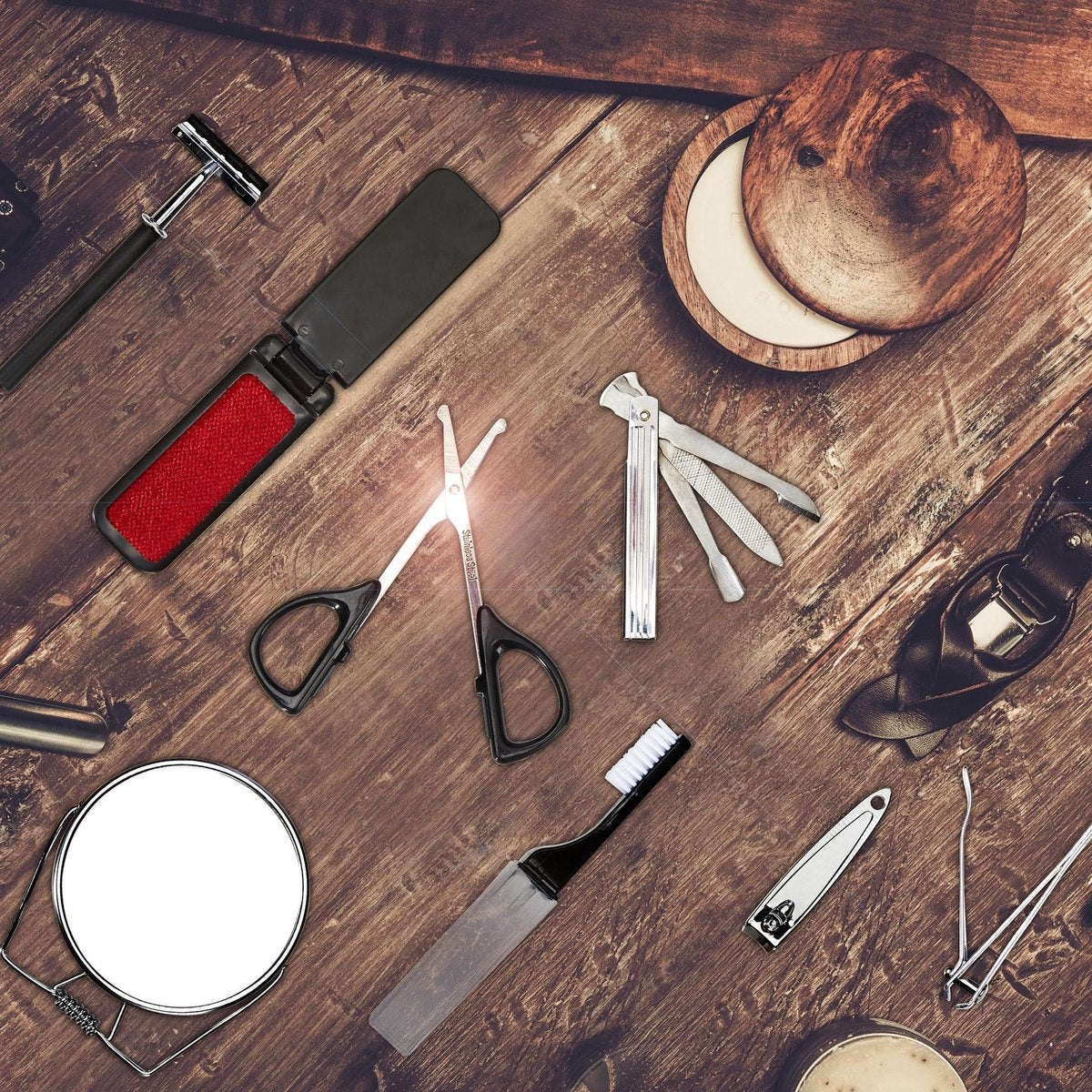 Relaxdays Beard care / manicure set 11-piece - grooming set for men - including beard scissors / beard comb / razor in leather storage case