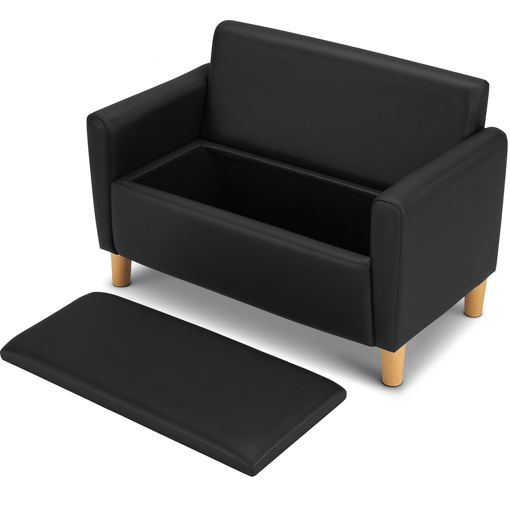 Banc pour enfants Coast - Rangement caché - 80 x 41 x 53 cm - Noir