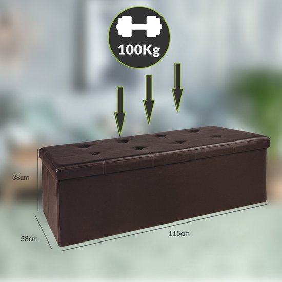 Banc de rangement Casaria - 115x40x40cm 131L Faux cuir - Marron
