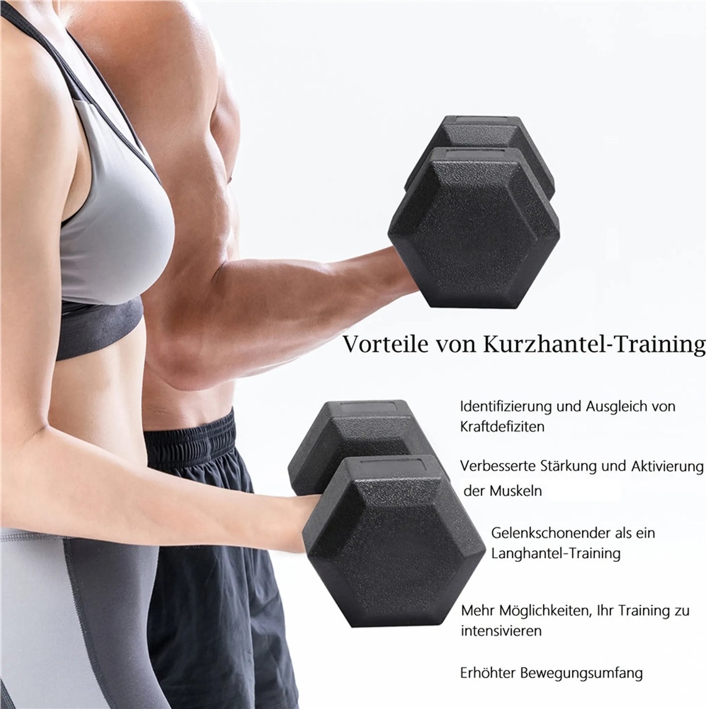 Yaheetech Dumbbell Set 2 Pieces - 12 kg - Conception hexagonale antiroulis, revêtement en plastique protégeant le sol et poignée ergonomique - Pour la musculation et le cardio - Béton noir et métal - 31 x 15.5 x 14 cm