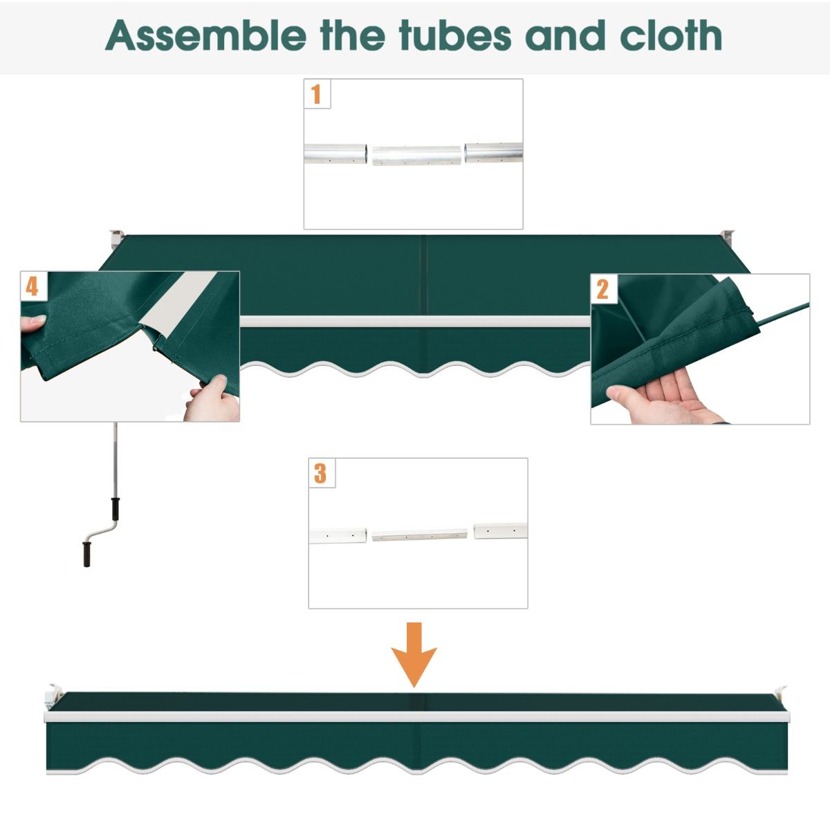 Coast Sunshade 295x250 cm Green - Extension manuelle, Angle réglable 40°-100°, Pas de perçage, Cadre en aluminium