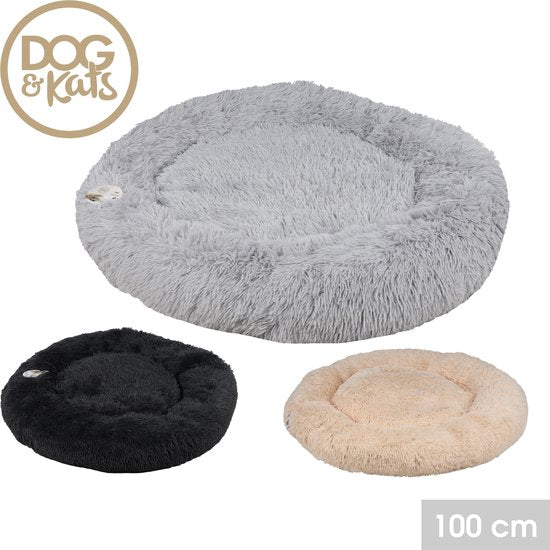 DOGS&CATS Coussin pour chien en tissu doux - 100cm - Ovale - panier pour chien doux et moelleux - couleur vieux rose/crème