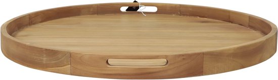 Plateau AXI Dewi en teck Ø 60 cm – Plateau rond – Teck – Pour verres et décoration de table – Pour l'intérieur et l'extérieur