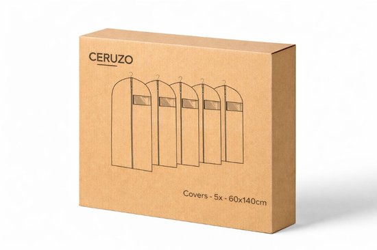 Ceruzo Housses de vêtements 5 pièces - 60x140 cm - Housse de protection - Fenêtre - Noir