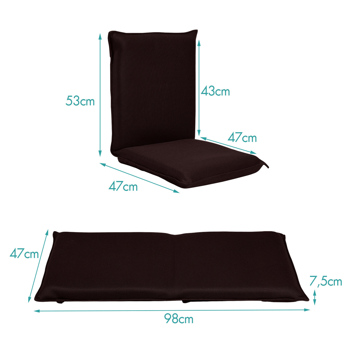 Canapé de sol Coast fauteuil de sol avec dossier réglable en 6 étapes fauteuil de méditation café