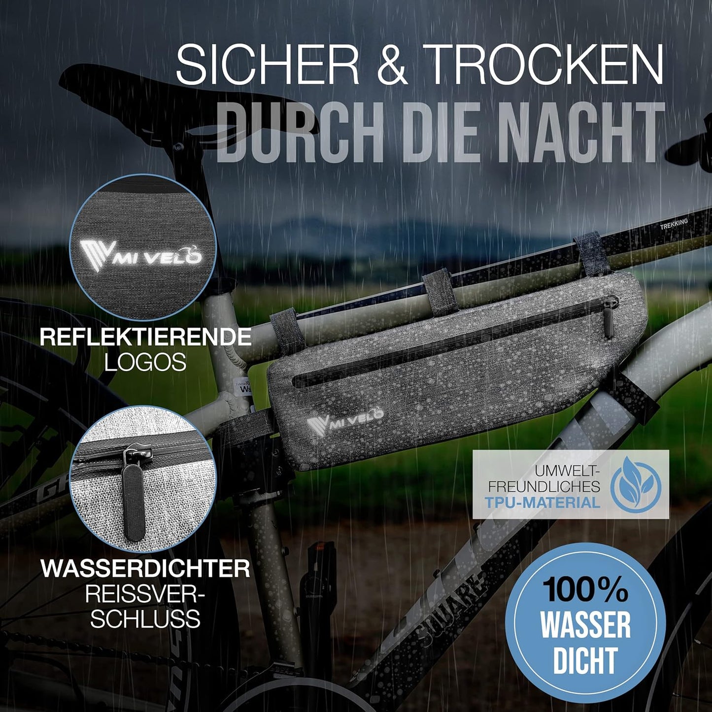 MIVELO - Sac à dos - 3L - Imperméable - Gris - 41 x 7 x 13 cm