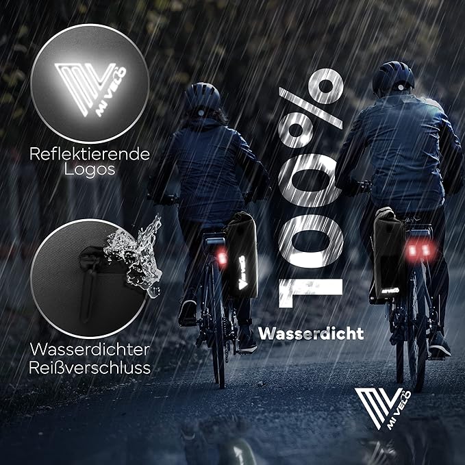 MIVELO 3-in-1 Pannier Bag - Bagage, sac à dos et sac à bandoulière - 25L - Waterproof & PVC-free - Detachable Laptop Bag - Black