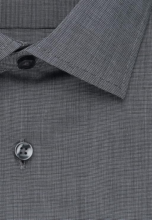 Seidensticker Chemise d'affaires pour hommes, slimfit, thermocollant, col Kent, manches longues, 100% coton, gris foncé, 43