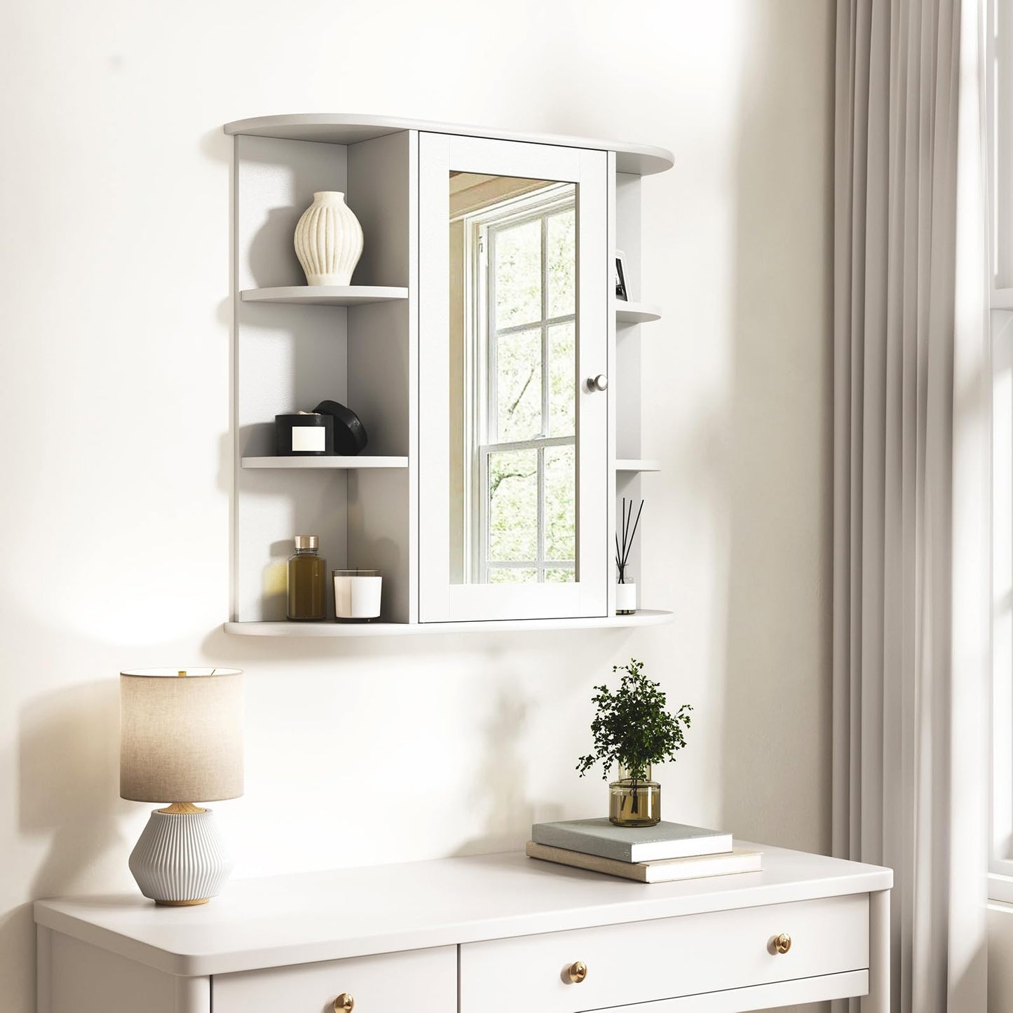 Armoire à miroir Esituro - 60 x 58 x 16 cm - Armoire murale - MDF - Blanc