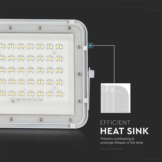 V-TAC VT-40W-W Projecteur solaire | IP65 Waterproof | Blanc | 6W | 400 Lumens | 4000K