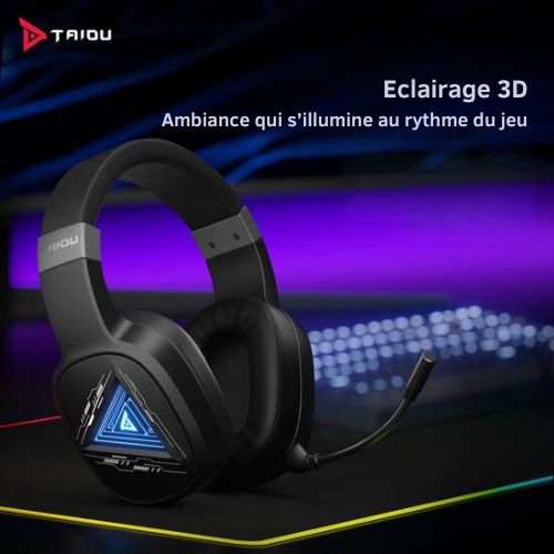 Casque de jeu sans fil 2,4 GHz TAIDU THS320Pro- Casque Bluetooth - avec microphone - Convient pour PS4/PS5, Nintendo Switch - Multiplateforme - Noir