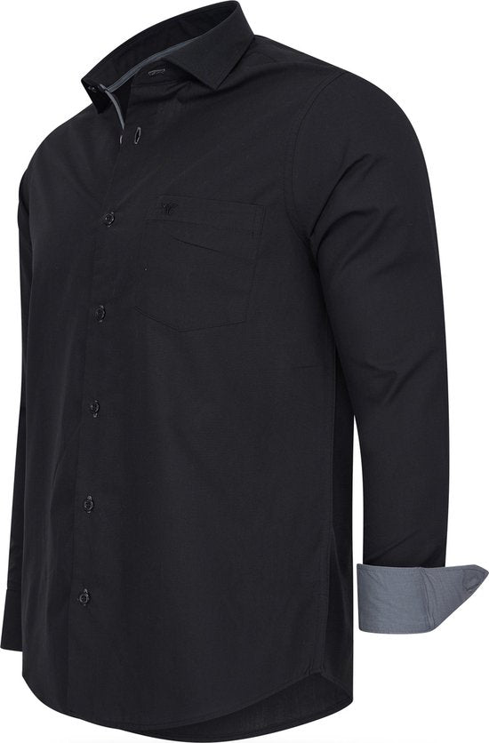 Cappuccino Italia - Chemises pour homme - Chemise unie - Noir - Taille L