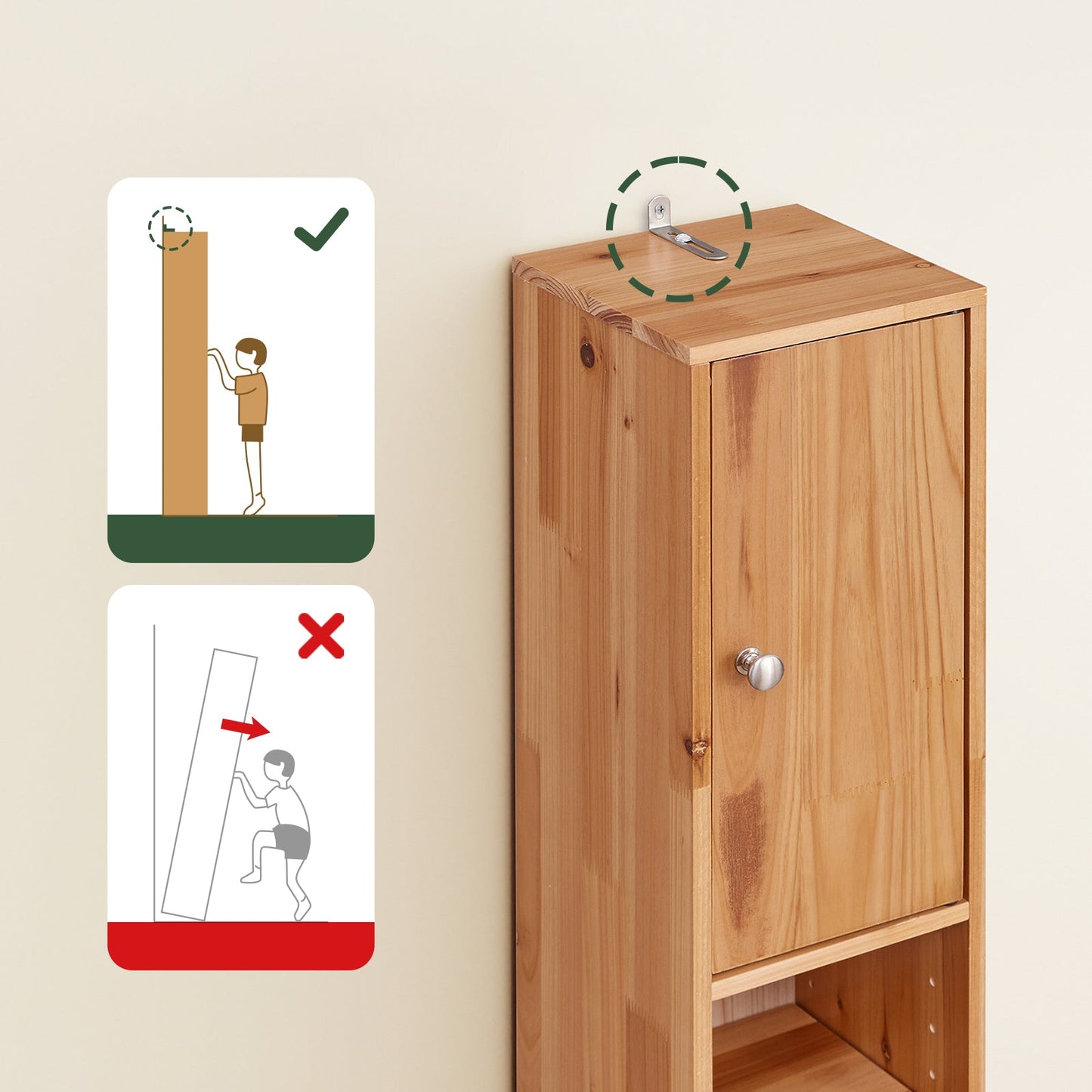 SoBuy BZR34-II-SH Grand meuble de salle de bain étroit - couleur bois - 20 x 20 x 180 cm - autoportant, en bois massif résistant à l'eau, avec étagères et tiroirs réglables