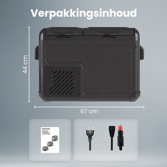 Auronic Electric Cool Box - Compresseur - Deux zones - 12V 230 Volt - Voiture - Congélation et réfrigération - 35L - Frigobox - Noir/Gris
