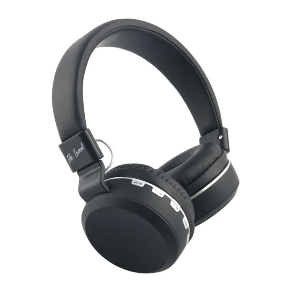 The Trend Écouteurs sans fil Bluetooth noirs - Bluetooth 5.0 - Radio FM et Micro SD - AUX - Portée de 10 m