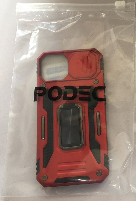 Podec Case suitable for iPhone 14 Red Phone Case - Anti-Shock Case Cover Hybrid Armor Case with Kickstand Ring with Screen Protector