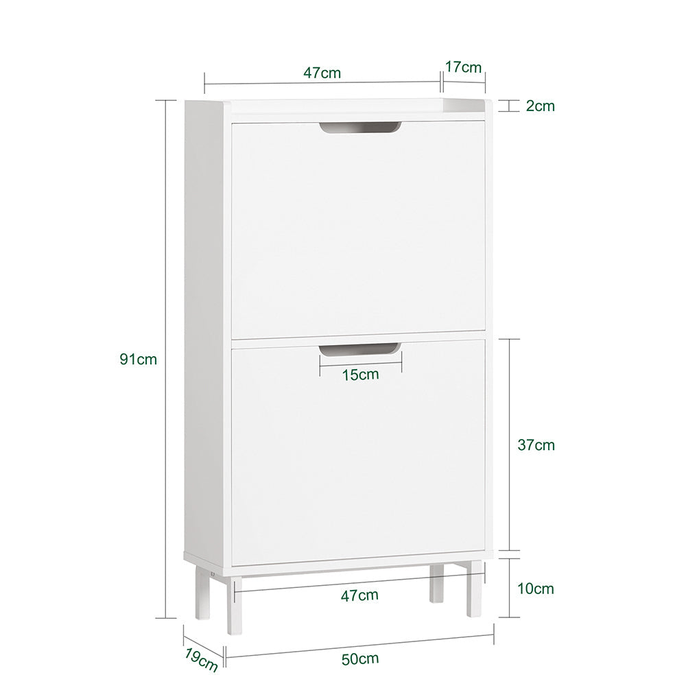 SoBuy FSR151-W Armoire à chaussures avec 3 volets, buffet à chaussures, étagère à chaussures, boîte à chaussures, armoire de couloir, armoire de rangement pour chaussures